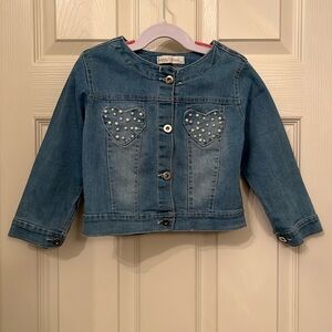 Happy House Girl’s Denim Jacket Pearl Accents Youth Sz‎ 5